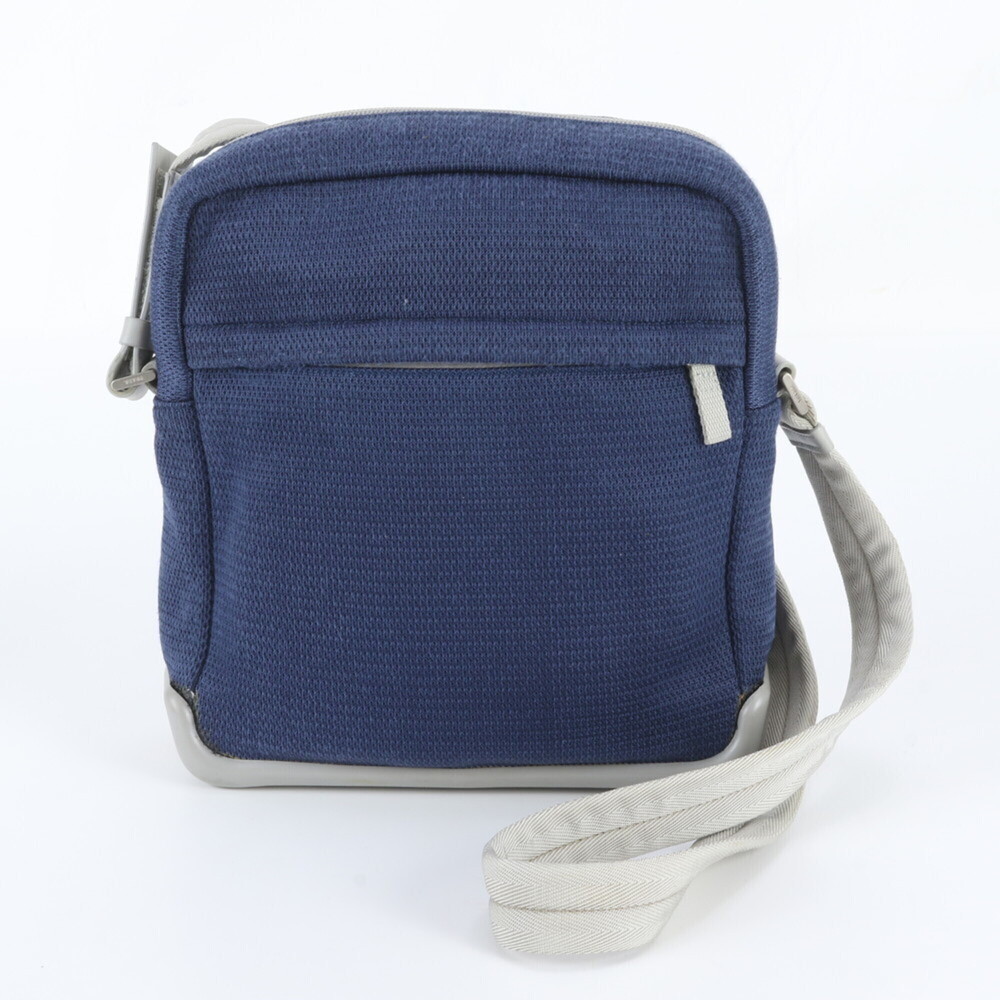 Pradasports Prada Sport Mesh Leather Nylon Shoulder Bag Messenger Navy Blue B...